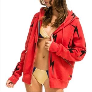 aviator nation red black full stitch bolt full zip XL